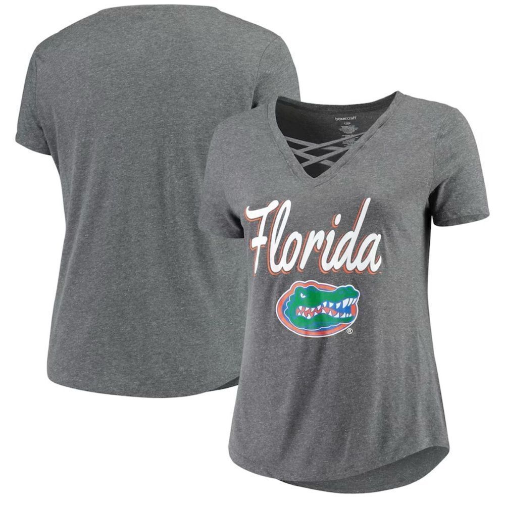 Boxercraft Charcoal Florida Gators Plus Size Caged Front T-Shirt Dark Gray 2X
